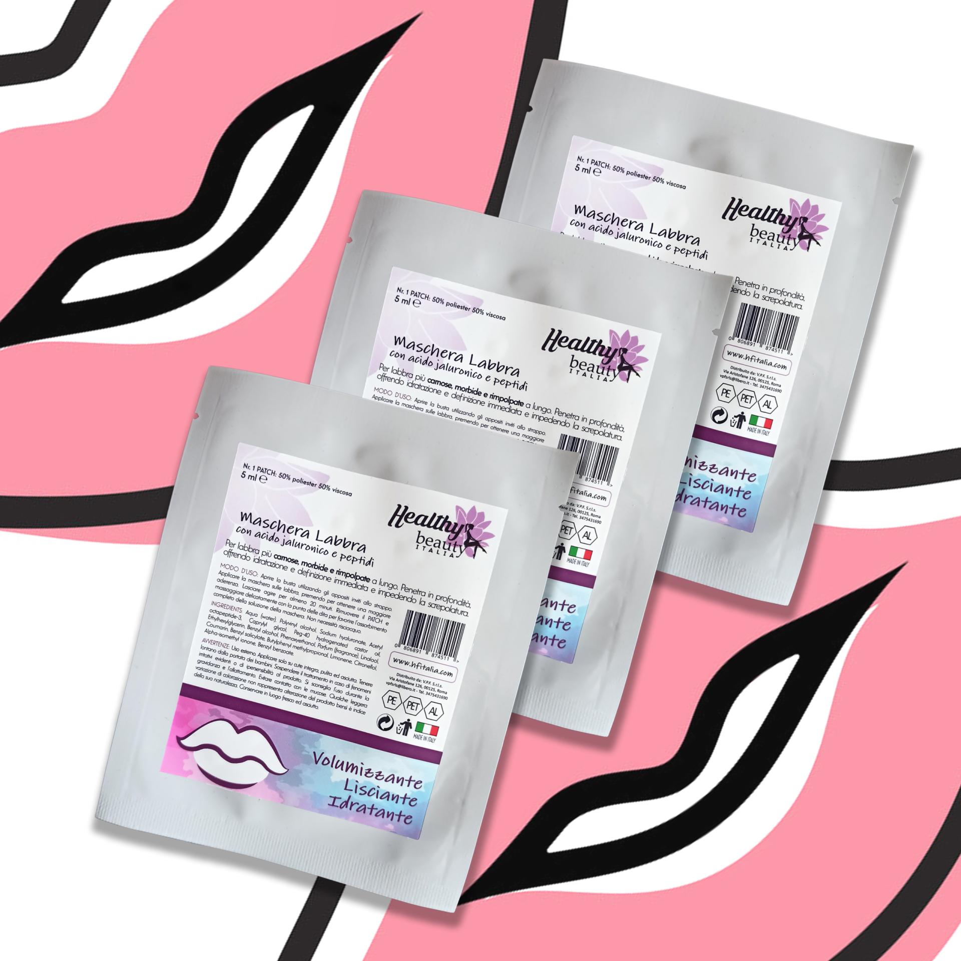 Maschera labbra con acido ialuronico e peptidi Healthy Beauty Italia