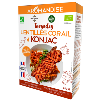 fusilli di Konjac e lenticchie corallo Bio