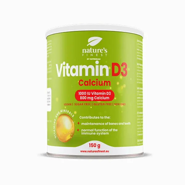Vitamina D3 + Calcio Nature’s Finest in polvere gusto arancia 150 g